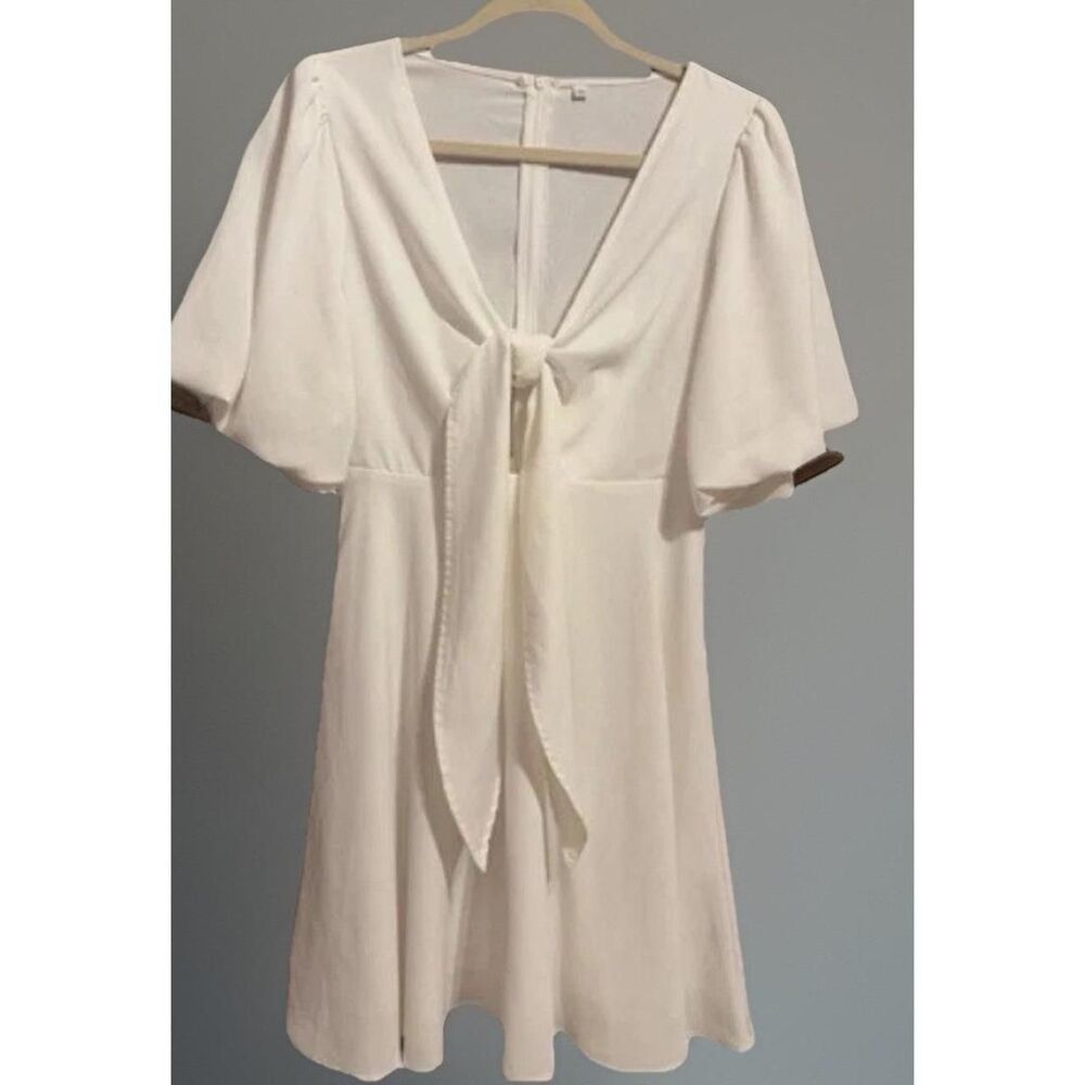 Romantic Tie Front Dress Puff Sleeve Cottagecore Boho Fairycore